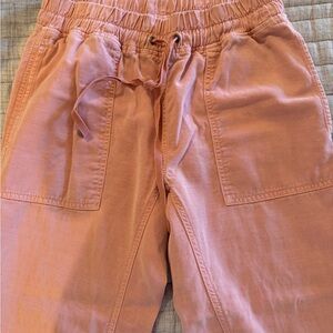 Zara Coral Pink Trousers Pants with Drawstring. Very soft.